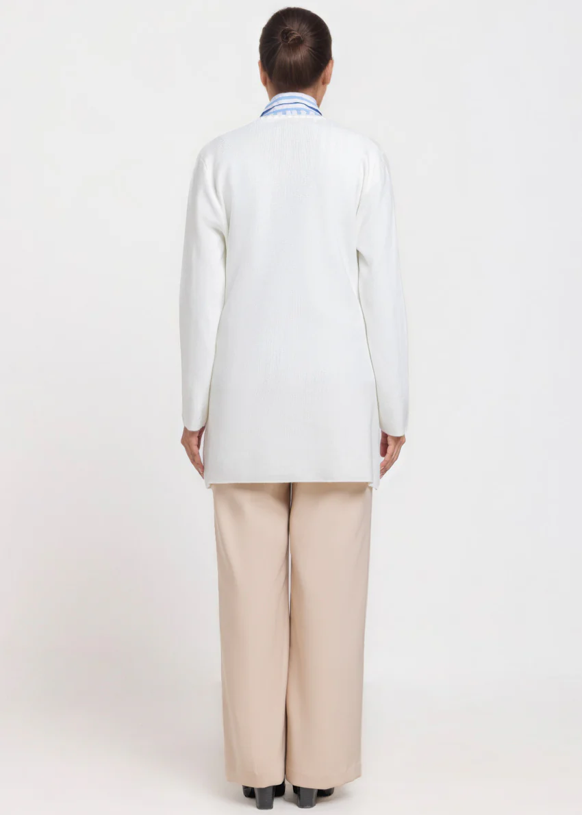 White-V-Cardigan Full Sleeves Sweater (25Y-109-67) - Image 2
