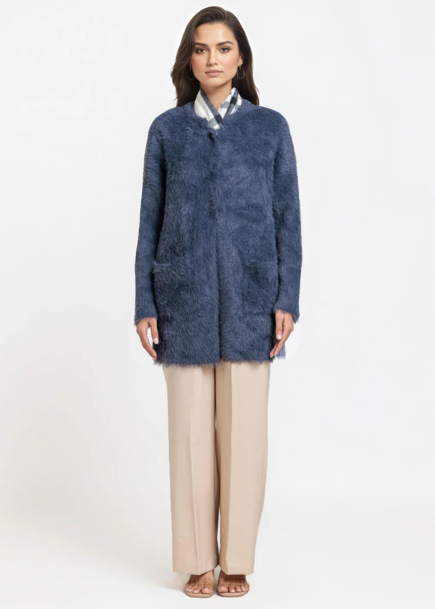 Grey-Round Neck Full Sleeves Cardigan Sweater (25Y-112-67) - Image 3