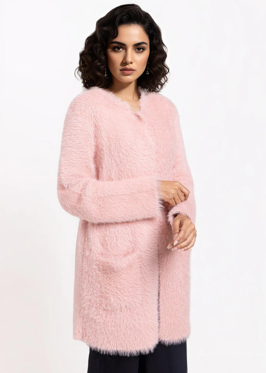 Pink-Round Neck Full Sleeves Cardigan Sweater (25Y-112-67)