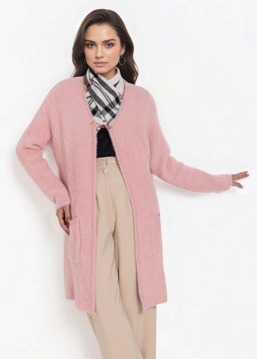 B-Pink-V-Cardigan Full Sleeves Sweater (25Y-113-67) - Image 5