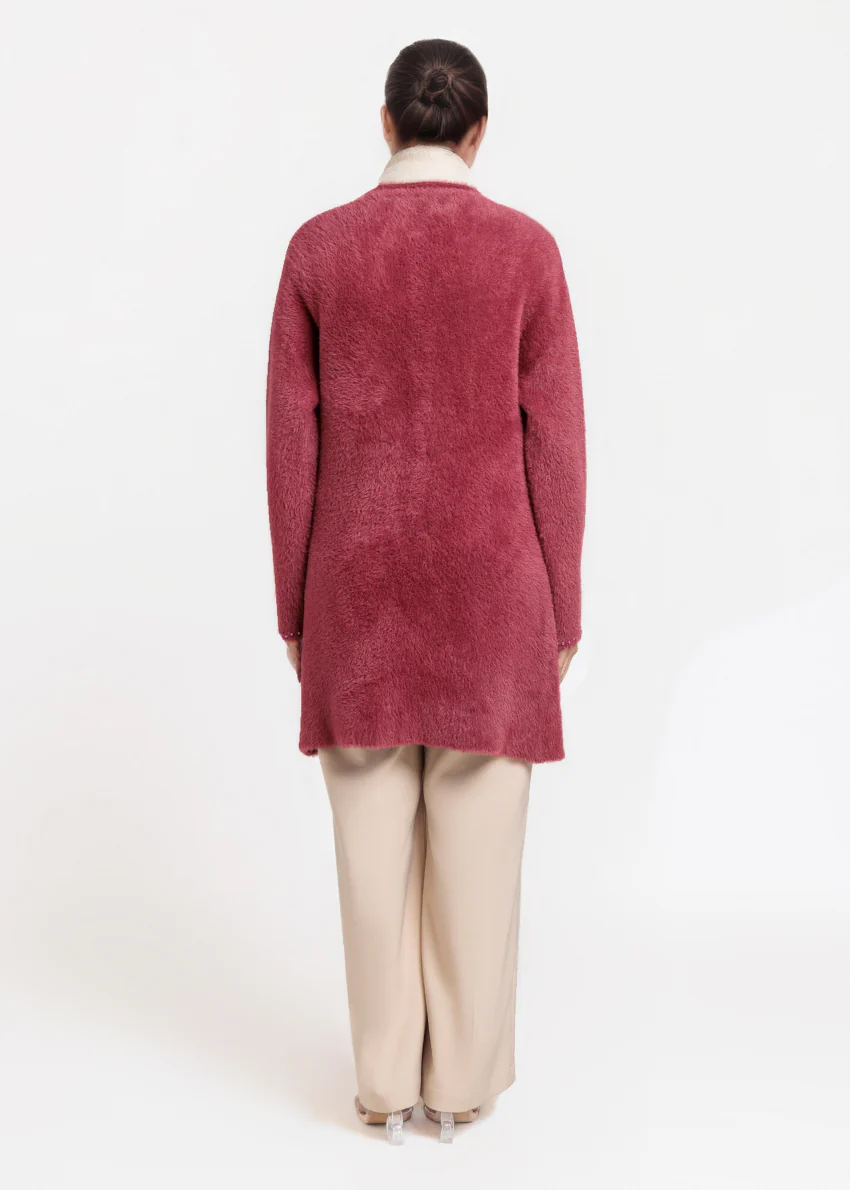 Maroon-V-Cardigan Full Sleeves Sweater (25Y-113-67) - Image 2