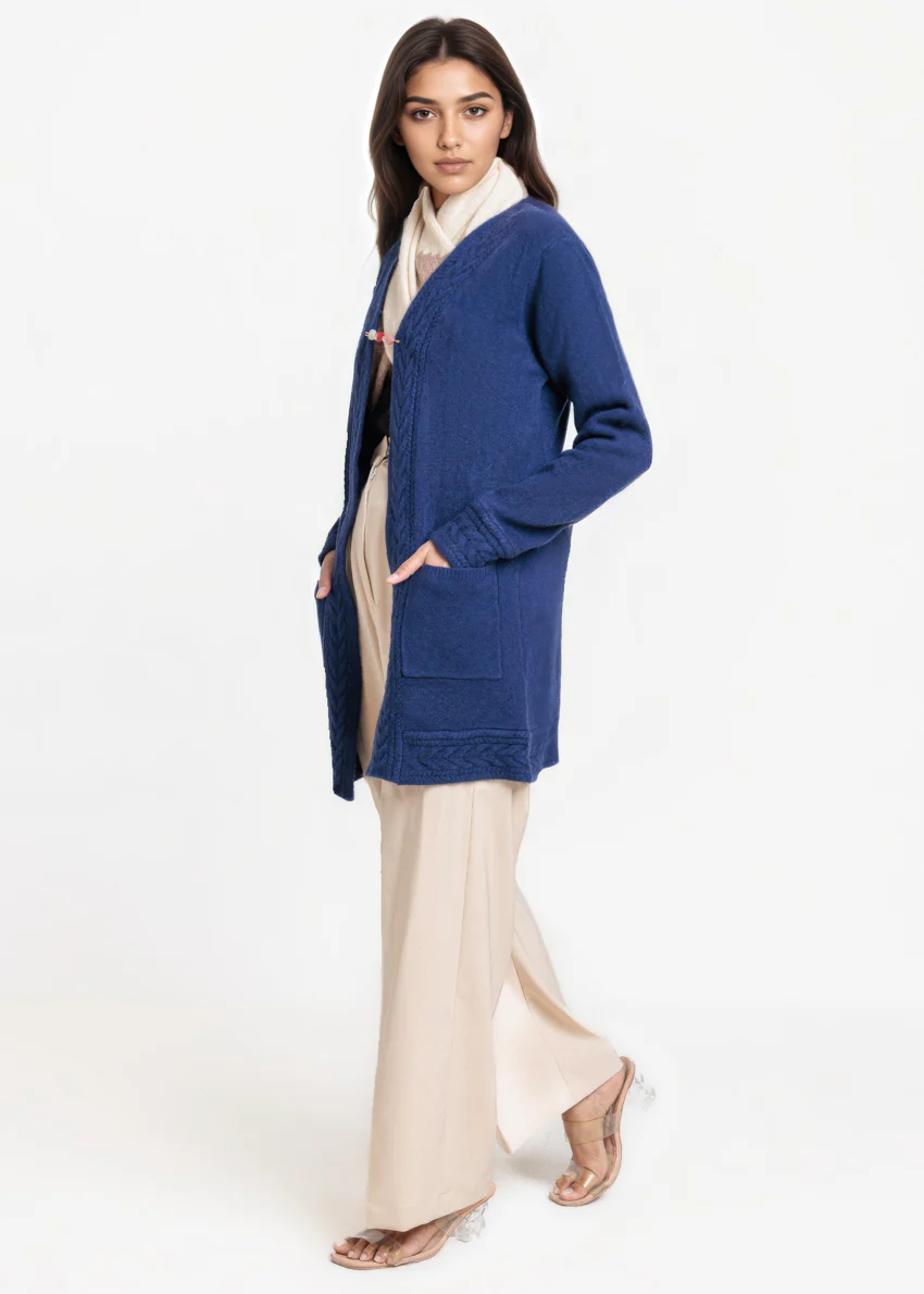 Navy-V-Cardigan Full Sleeves Sweater (25Y-114-67) - Image 4