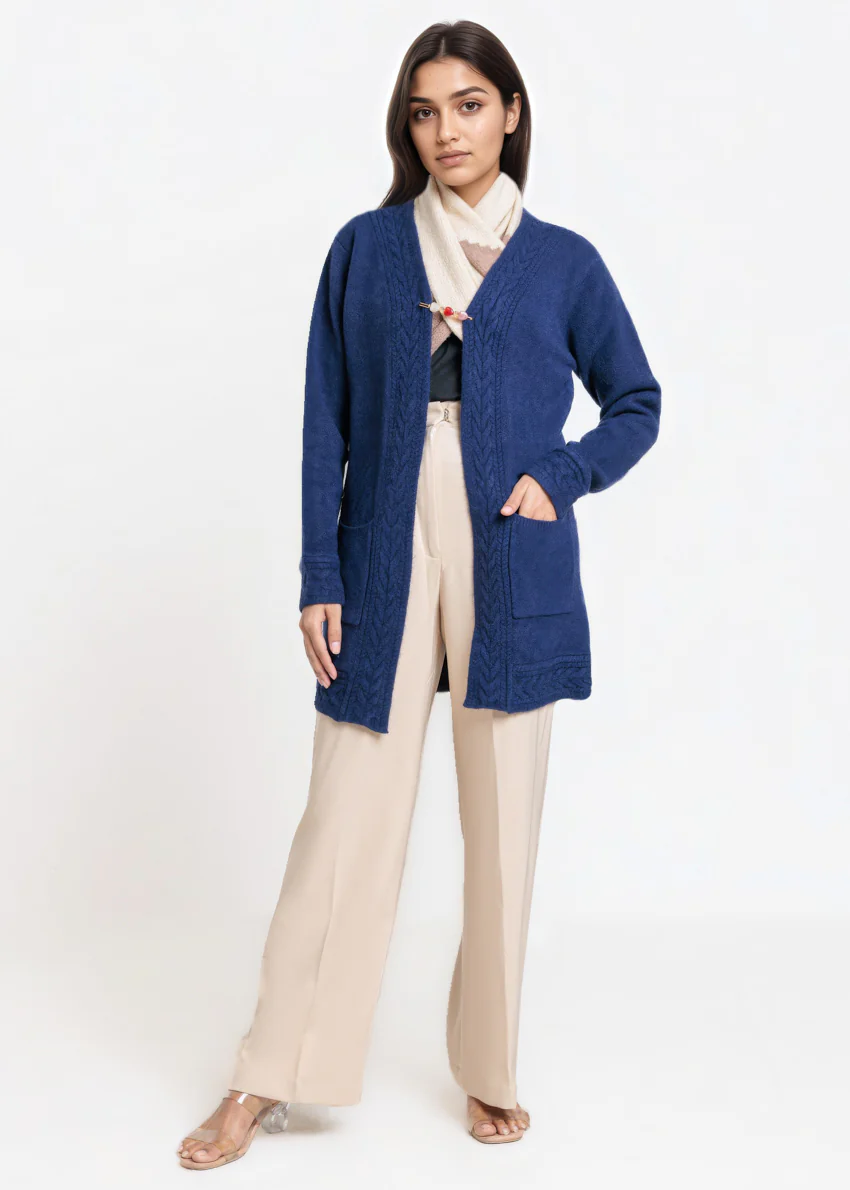 Navy-V-Cardigan Full Sleeves Sweater (25Y-114-67) - Image 5