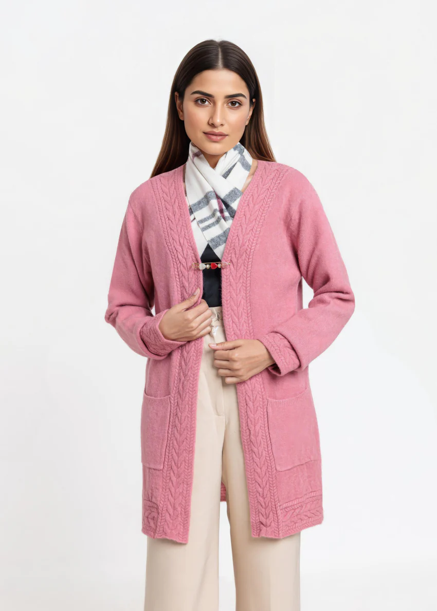 Pink-V-Cardigan Full Sleeves Sweater (25Y-114-67) - Image 3