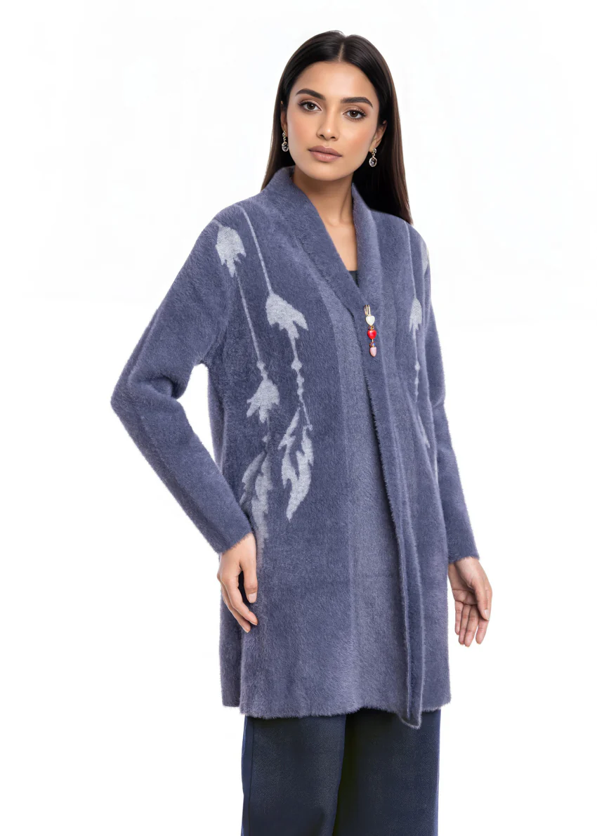 Charcoal-Front Open Full Sleeves Cardigan Sweater (25Y-115-67) - Image 3