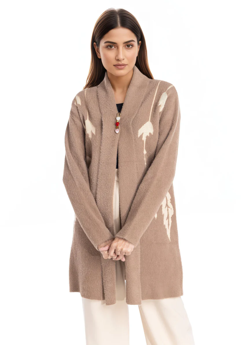 Khaki-Front Open Full Sleeves Cardigan Sweater (25Y-115-67) - Image 3