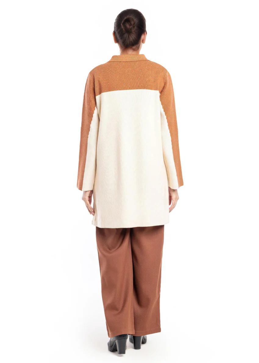 Beige-Wing Collar Full Sleeves Cardigan Sweater (25Y-116-67) - Image 2
