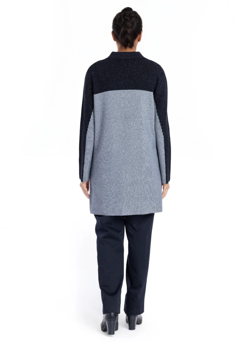 Grey-Wing Collar Full Sleeves Cardigan Sweater (25Y-116-67) - Image 2