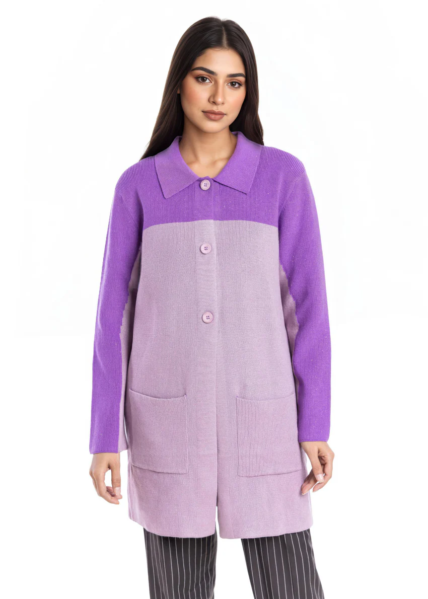 L-Plum-Wing Collar Full Sleeves Cardigan Sweater (25Y-116-67) - Image 3