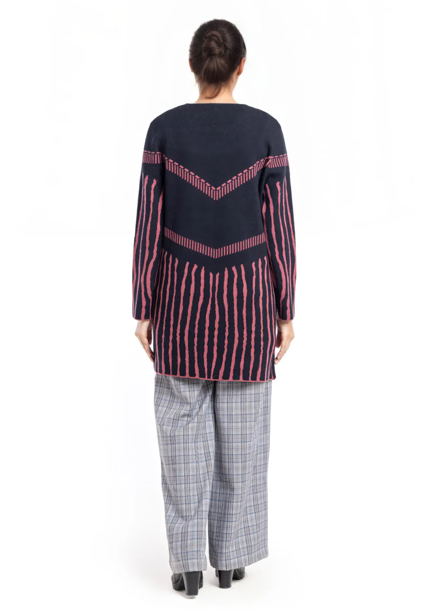 Black-Round Neck Cardigan Full Sleeves Sweater (25Y-117-67) - Image 2