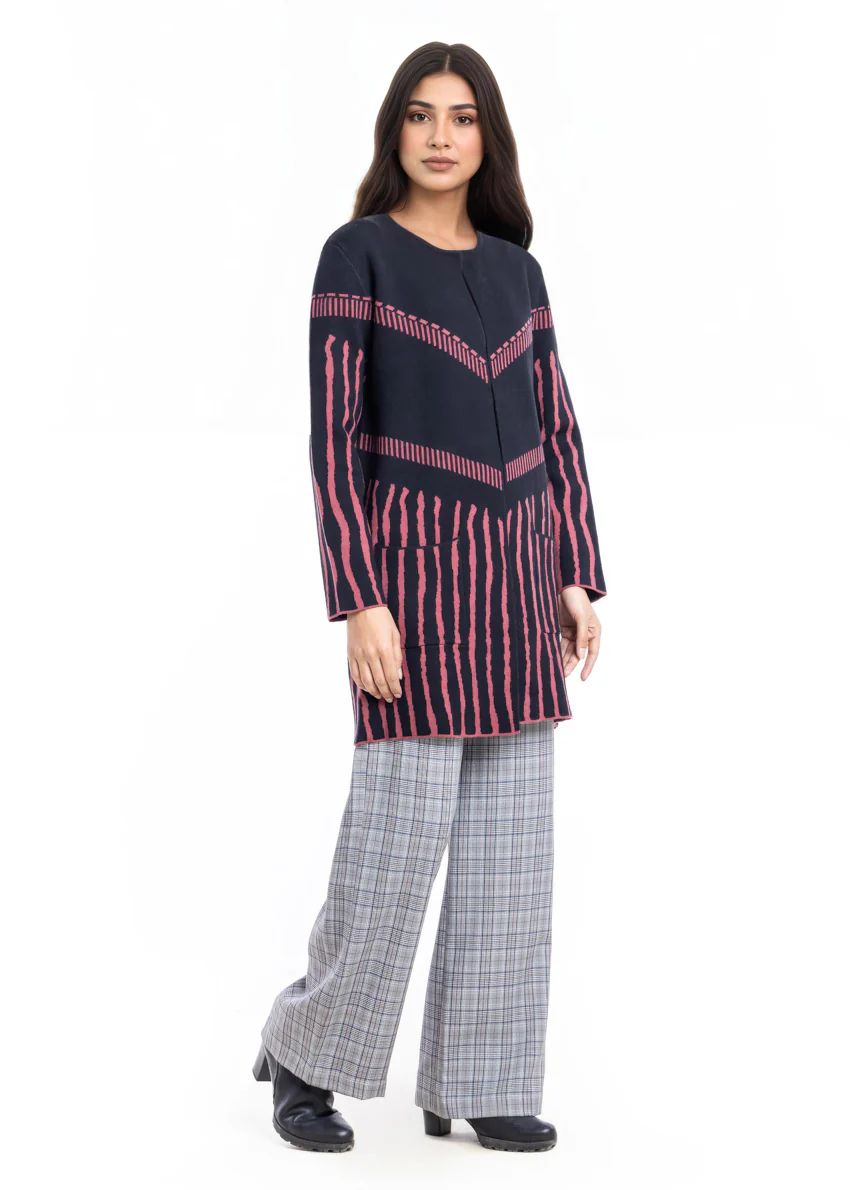Black-Round Neck Cardigan Full Sleeves Sweater (25Y-117-67) - Image 4