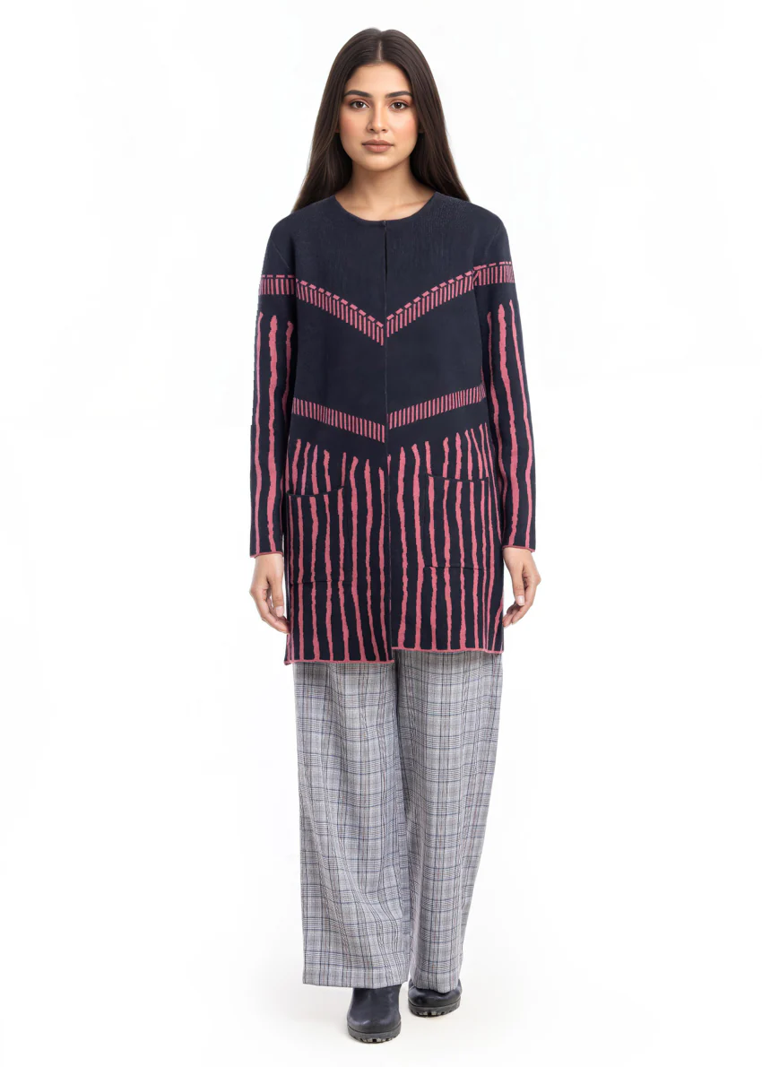 Black-Round Neck Cardigan Full Sleeves Sweater (25Y-117-67) - Image 5