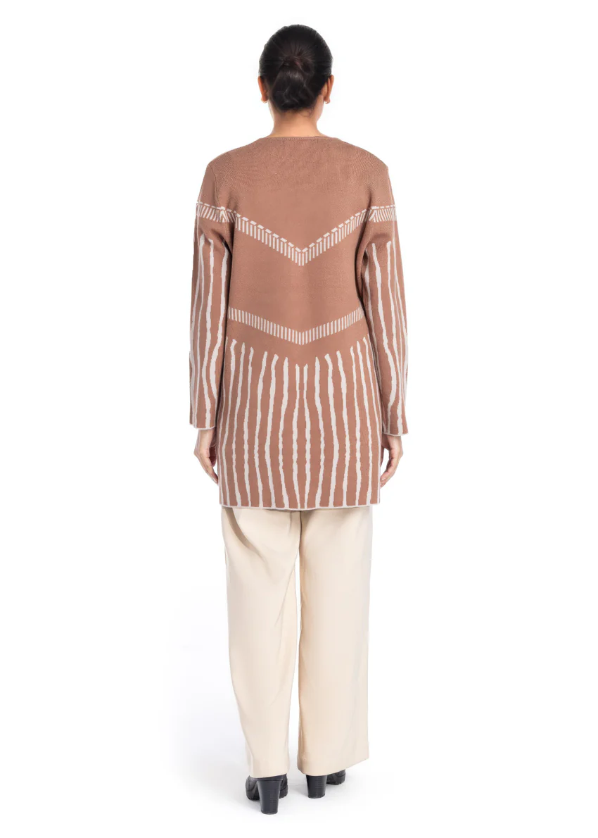 Brown-Round Neck Cardigan Full Sleeves Sweater (25Y-117-67) - Image 2