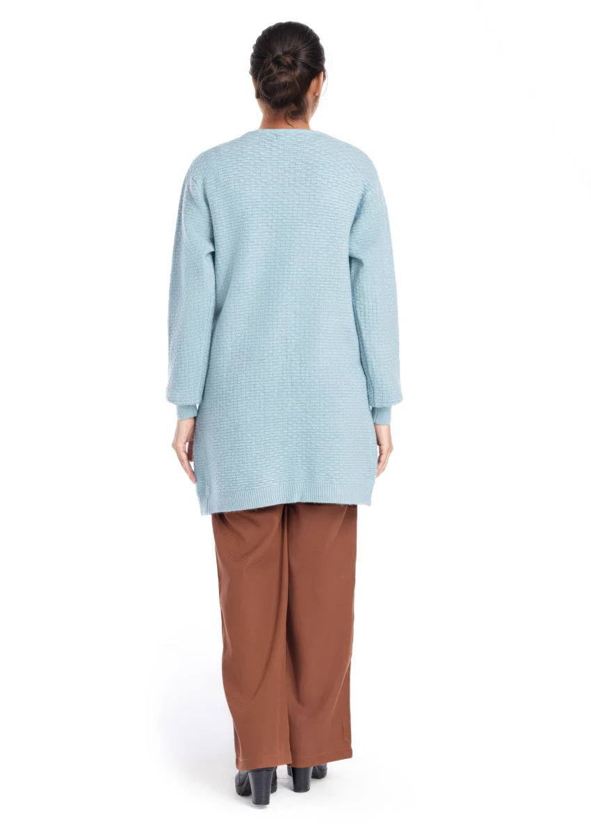 Aqua-Round Neck Cardigan Full Sleeves Sweater (25Y-118-67) - Image 3