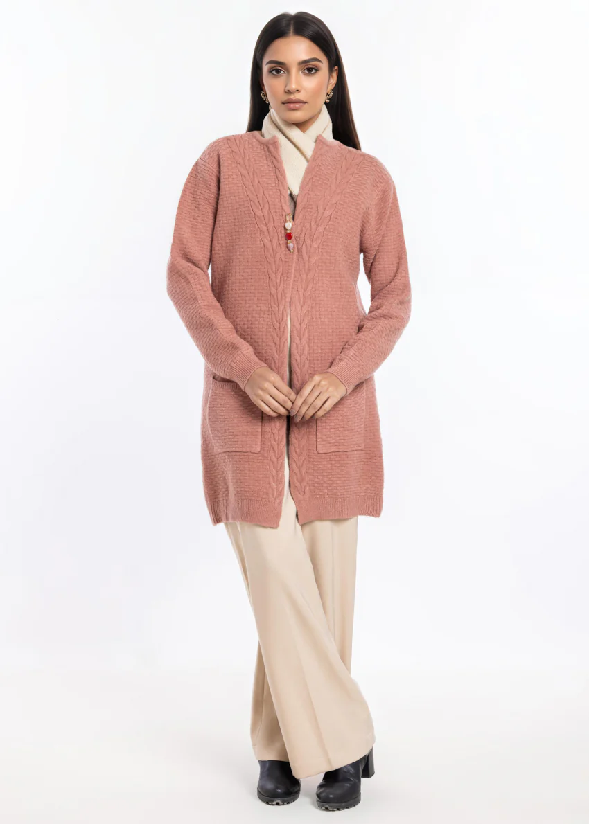 Brick-Round Neck Cardigan Full Sleeves Sweater (25Y-118-67)