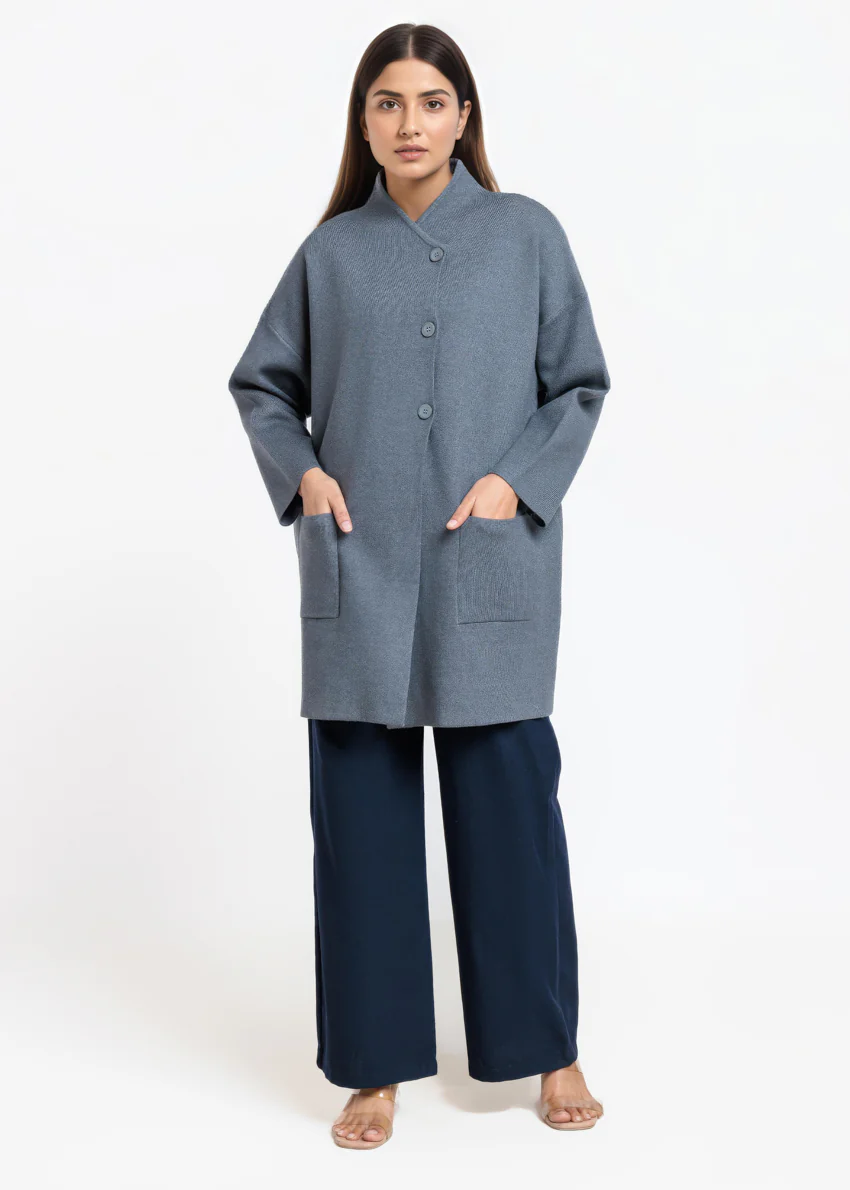 Charcoal-Full Sleeves Cardigan Sweater (25Y-119-67) - Image 3