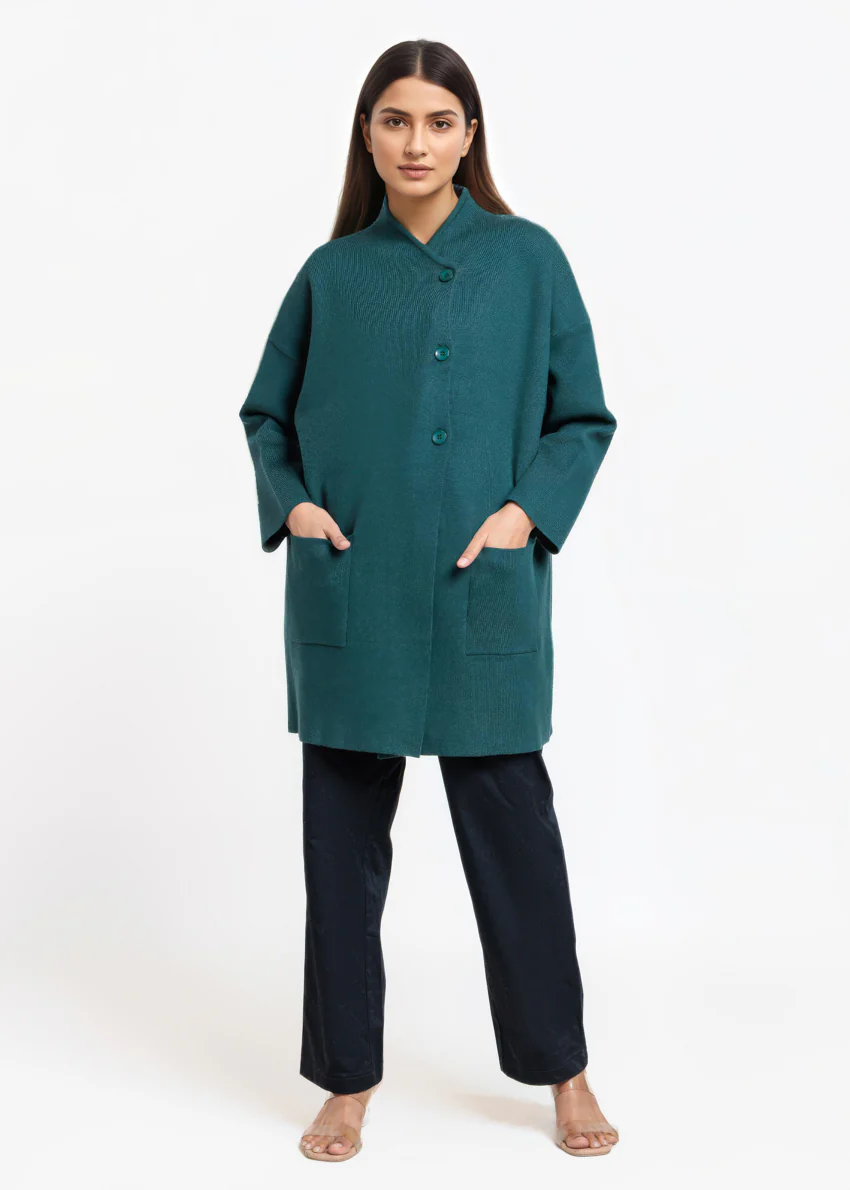 D-Green-Full Sleeves Cardigan Sweater (25Y-119-67)