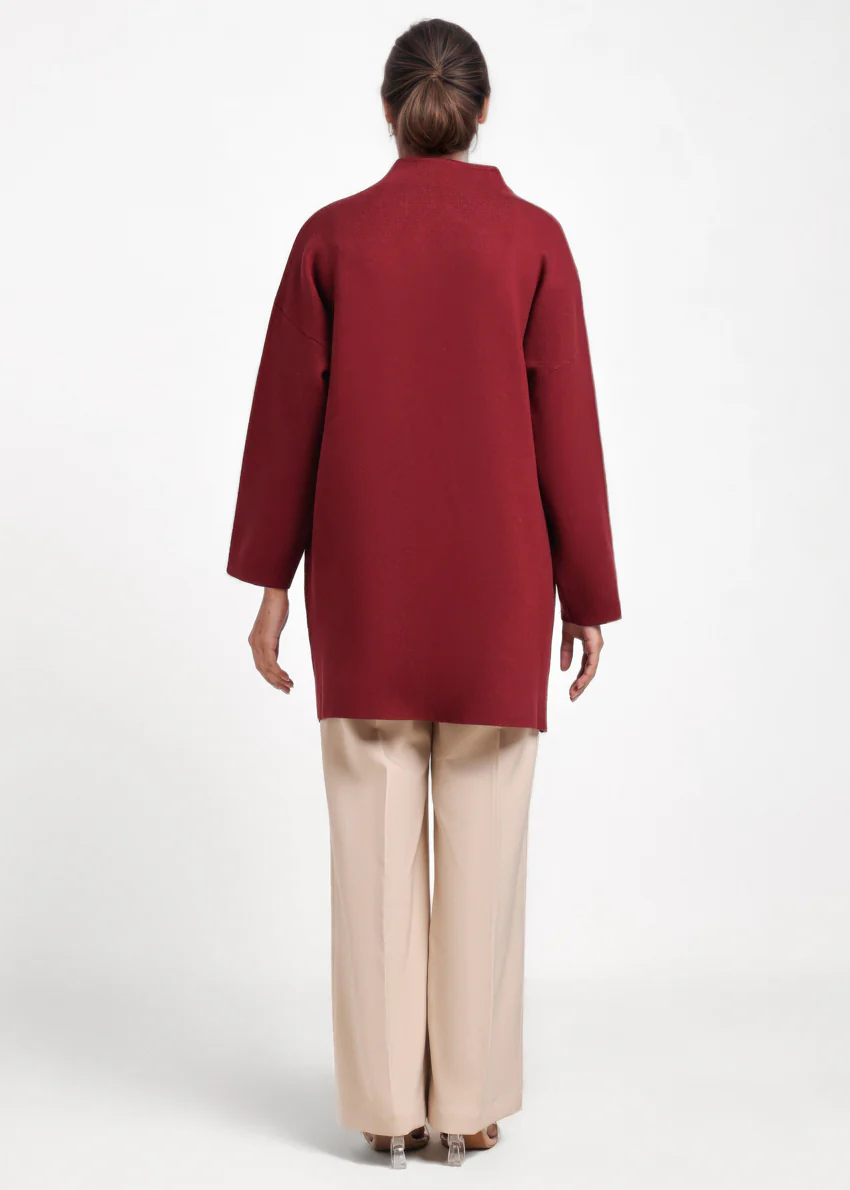 Maroon-Full Sleeves Cardigan Sweater (25Y-119-67) - Image 2
