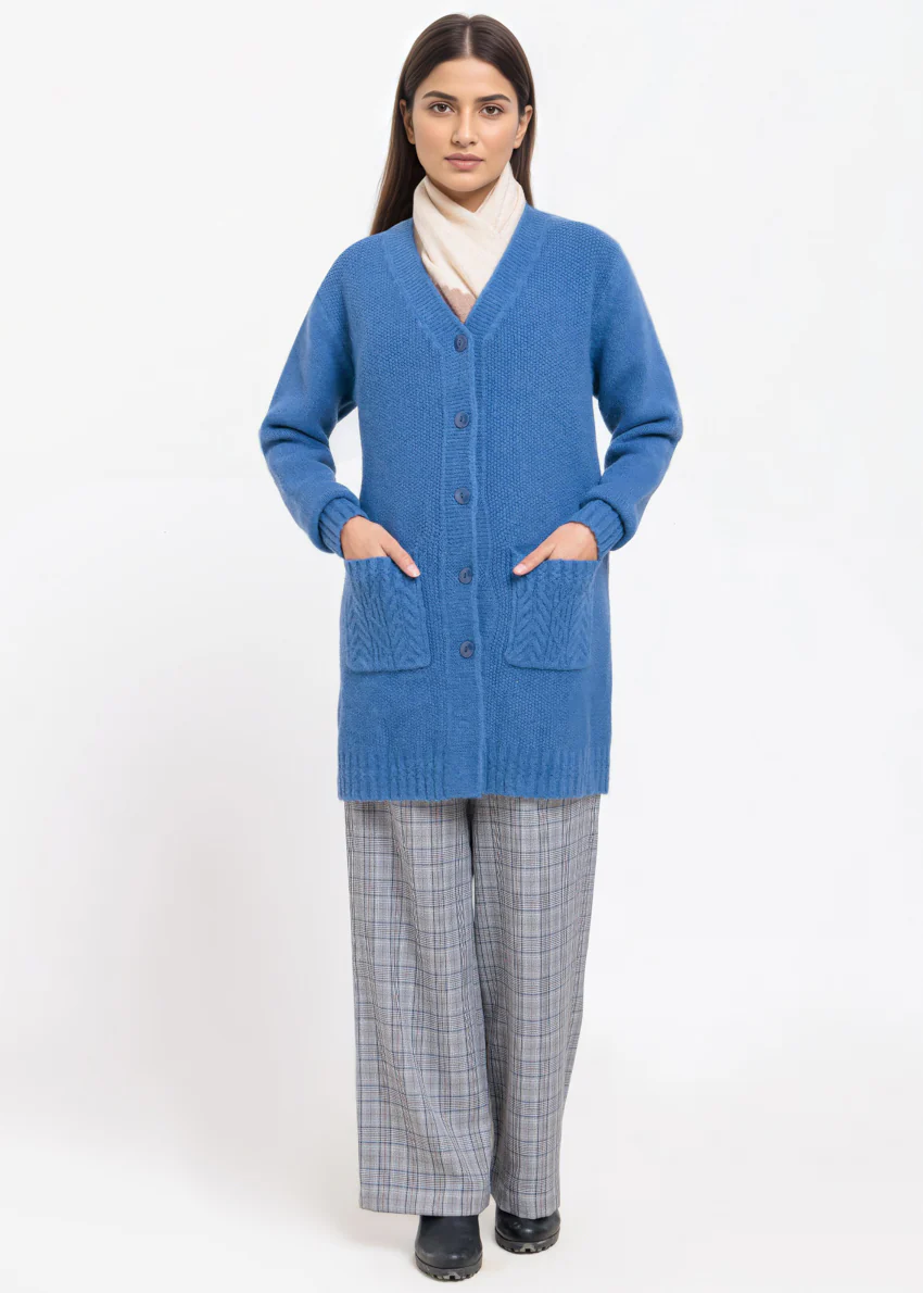 Blue-V-Cardigan Full Sleeves Sweater (25Y-121-67) - Image 4