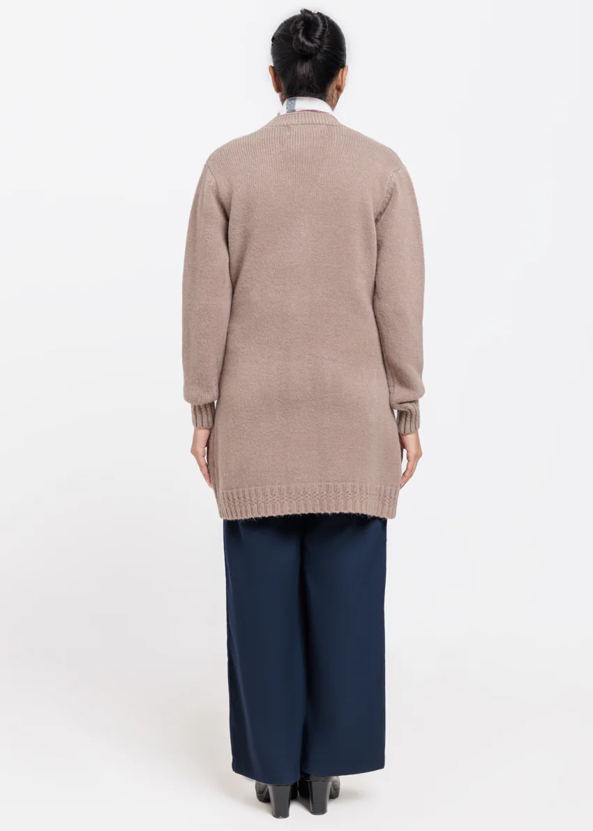 D-Beige-V-Cardigan Full Sleeves Sweater (25Y-121-67) - Image 2