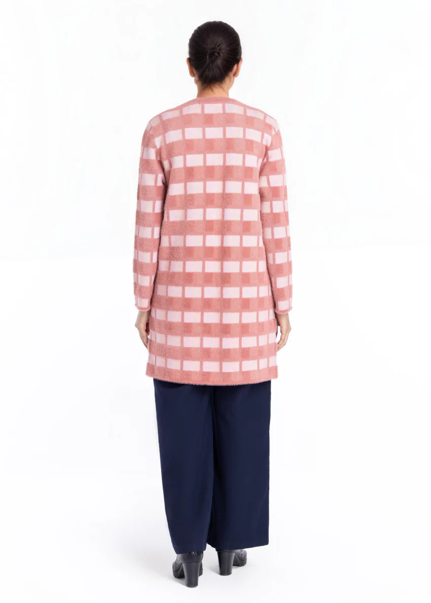 Coral-Round Neck Cardigan Full Sleeves Sweater (25Y-123-67) - Image 2