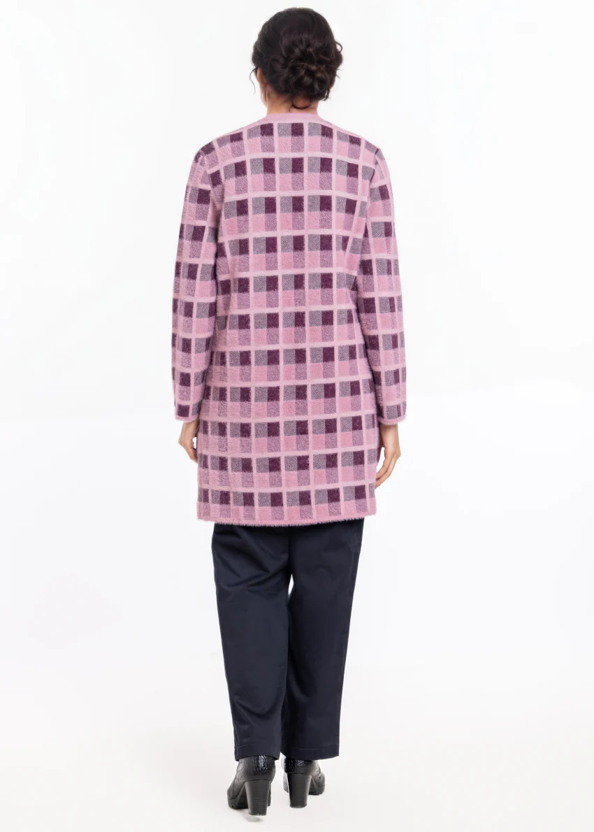 Plum-Round Neck Cardigan Full Sleeves Sweater (25Y-123-67) - Image 2