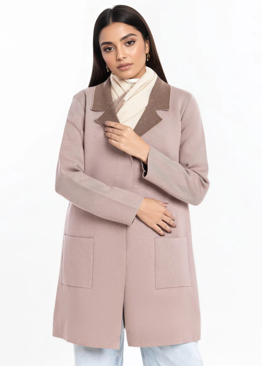 Beige-Wing Collar Full Sleeves Cardigan Sweater (25Y-124-67) - Image 4
