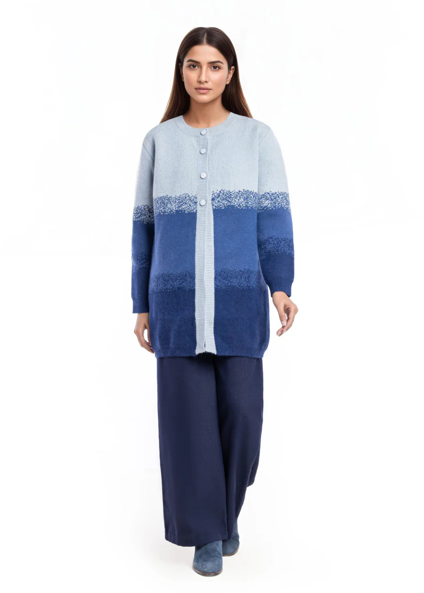 Navy-Round Neck Cardigan Full Sleeves Sweater (25Y-125-67) - Image 2