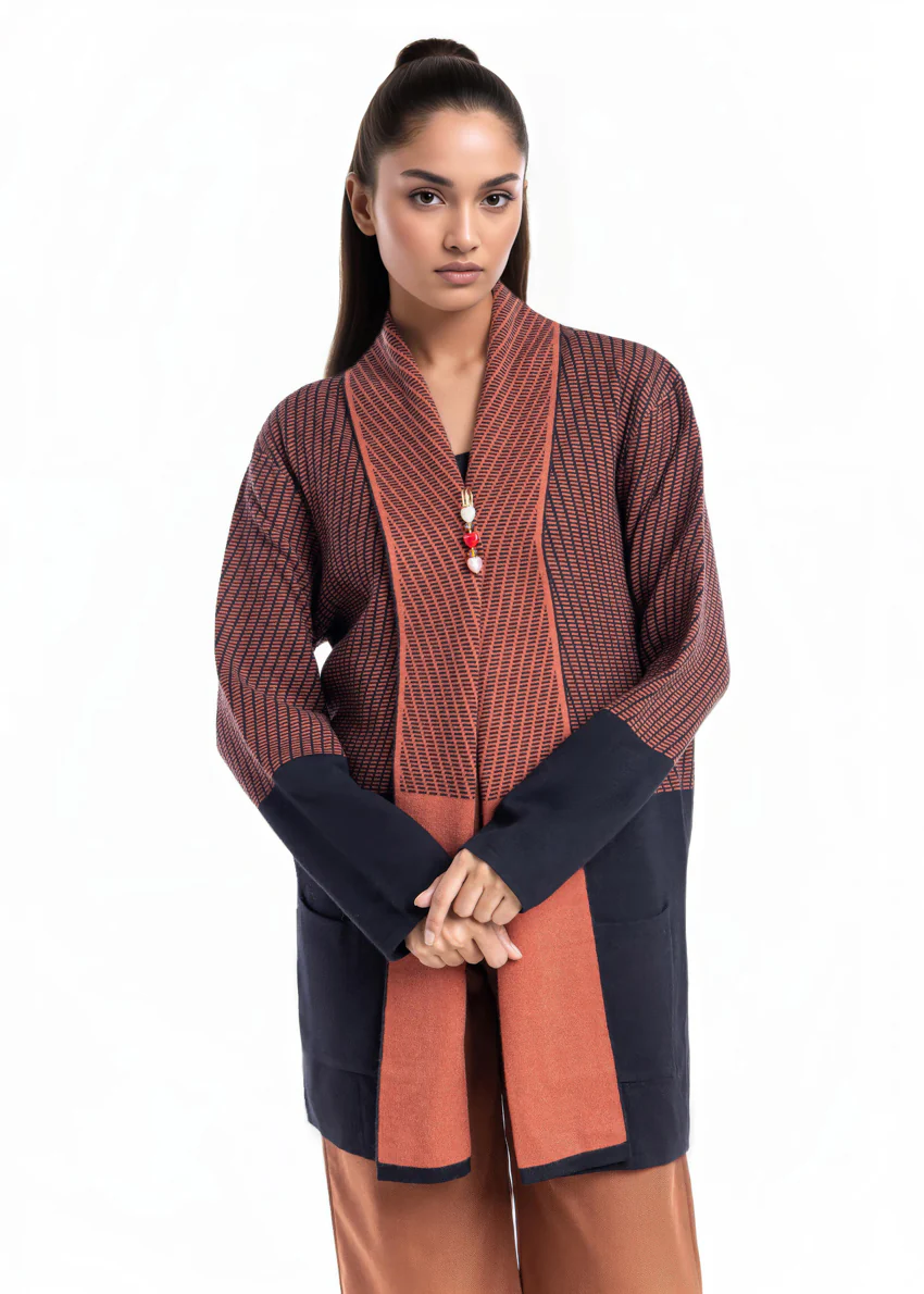 Black-Front Open Full Sleeves Cardigan Sweater (25Y-126-67) - Image 2