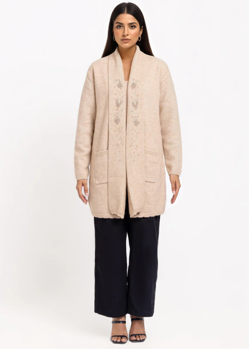 Beige-Cardigan Full Sleeves Sweater (25Y-127-67) - Image 4