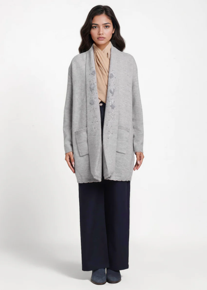 L-Grey-Cardigan Full Sleeves Sweater (25Y-127-67) - Image 3