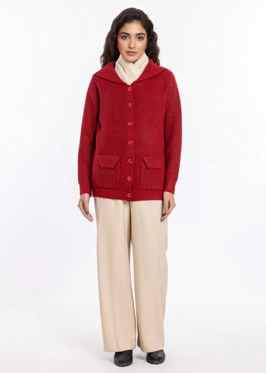 Red-Sailor Collar Full Sleeves Cardigan Sweater (25Y-128-67) - Image 5