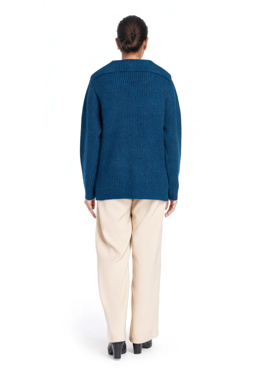 Teal-Sailor Collar Full Sleeves Cardigan Sweater (25Y-128-67) - Image 4