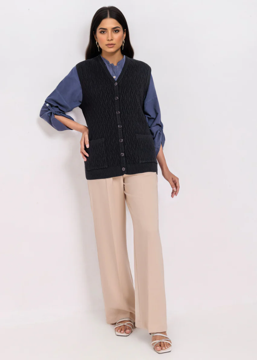 Black-V-Cardigan Sando Sweater (25Y-202-67) - Image 4