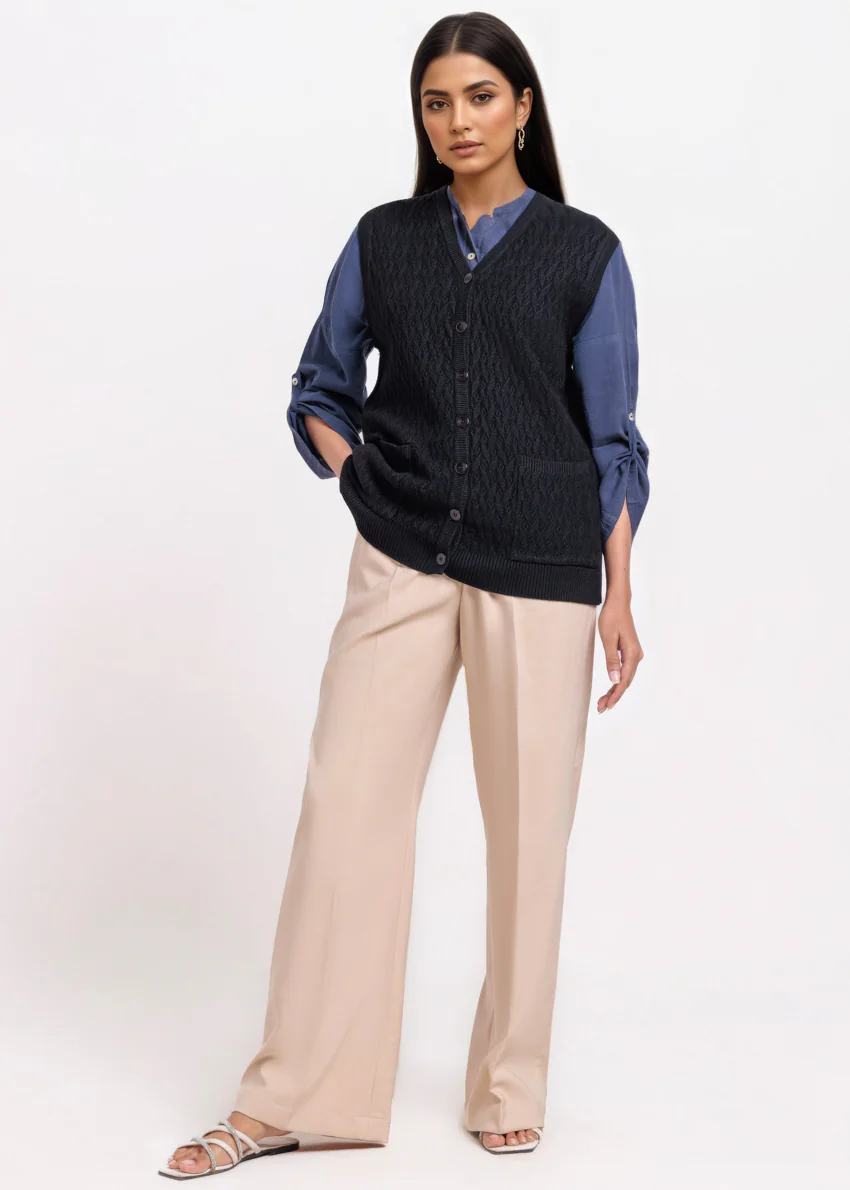 Black-V-Cardigan Sando Sweater (25Y-202-67) - Image 5