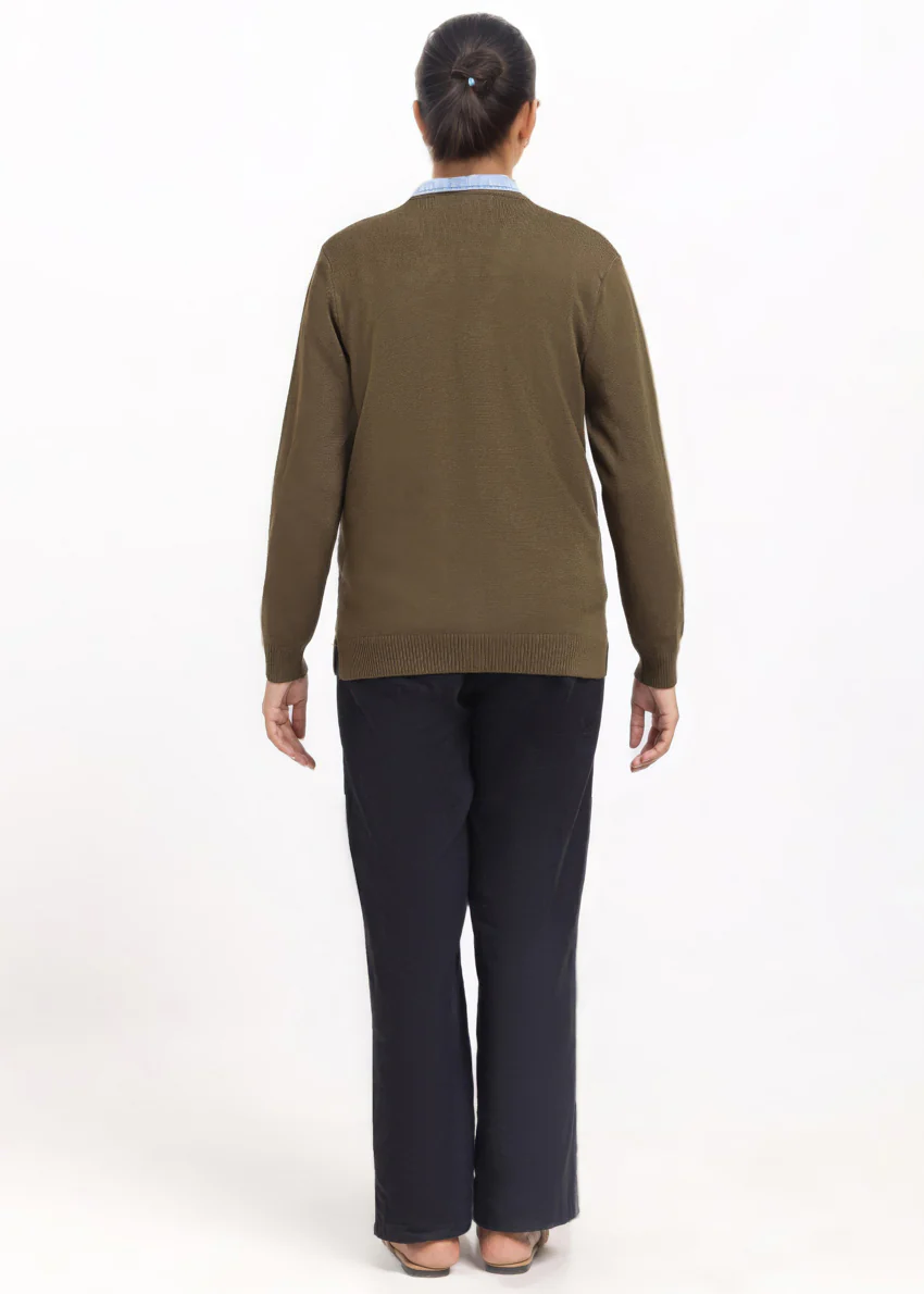 Olive-V-Cardigan Full Sleeves Sweater (25Y-203-67) - Image 2