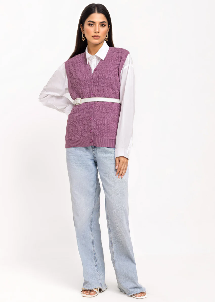 D-Plum-V-Cardigan Sando Sweater (25Y-204-67) - Image 3