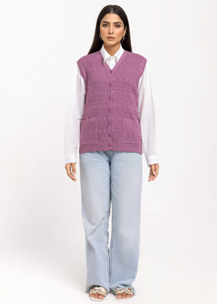 D-Plum-V-Cardigan Sando Sweater (25Y-204-67) - Image 4