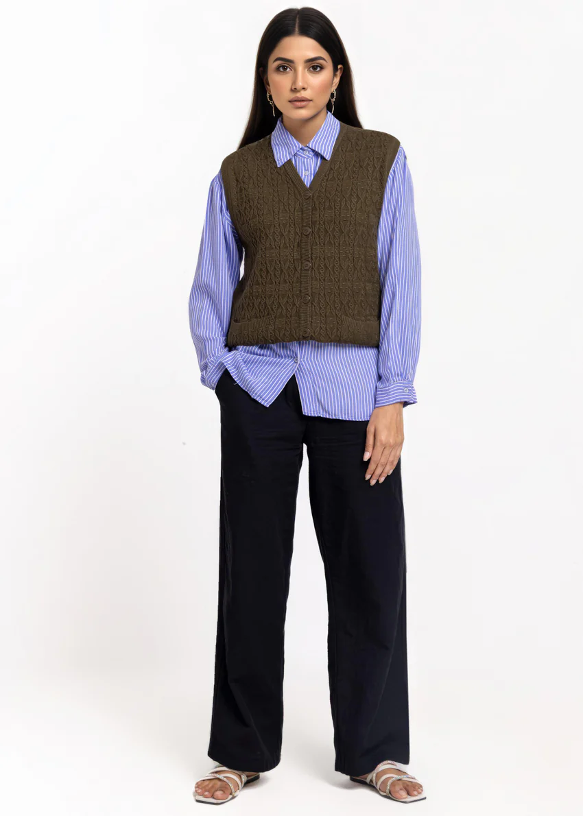 Olive-V-Cardigan Sando Sweater (25Y-204-67) - Image 4