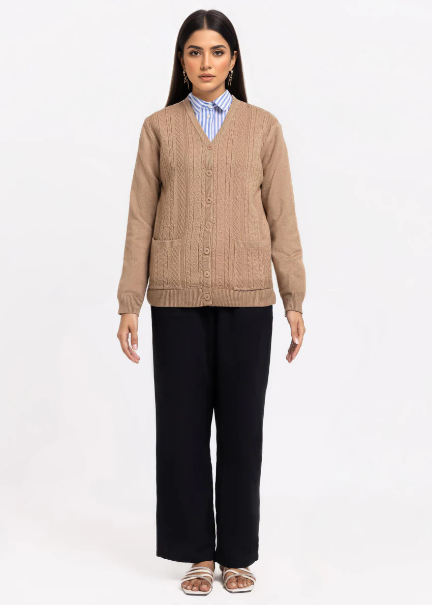 D-Beige-V-Cardigan Full Sleeves Sweater (25Y-205-67) - Image 4