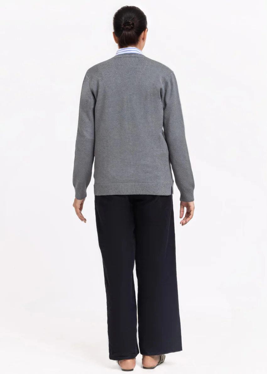 Grey-V-Cardigan Full Sleeves Sweater (25Y-207-67) - Image 2