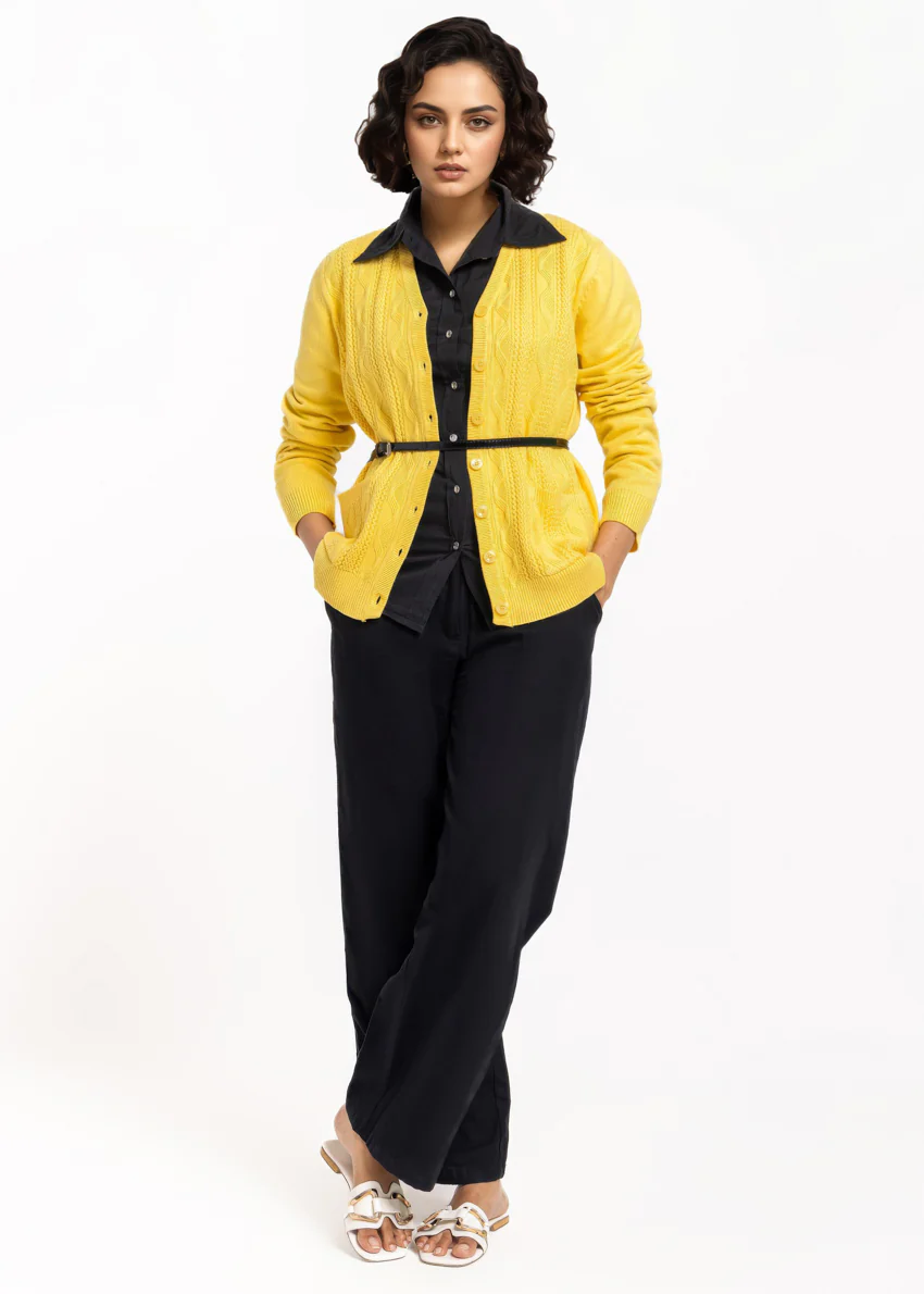 Yellow-V-Cardigan Full Sleeves Sweater (25Y-207-67) - Image 5