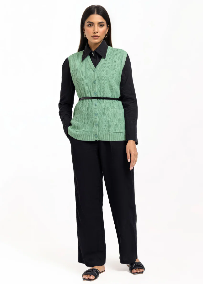 Green-V-Cardigan Sando Sweater (25Y-208-67) - Image 5