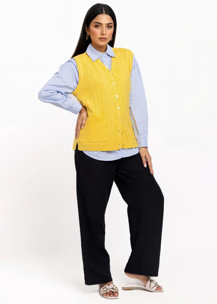 Yellow-V-Cardigan Sando Sweater (25Y-208-67) - Image 3