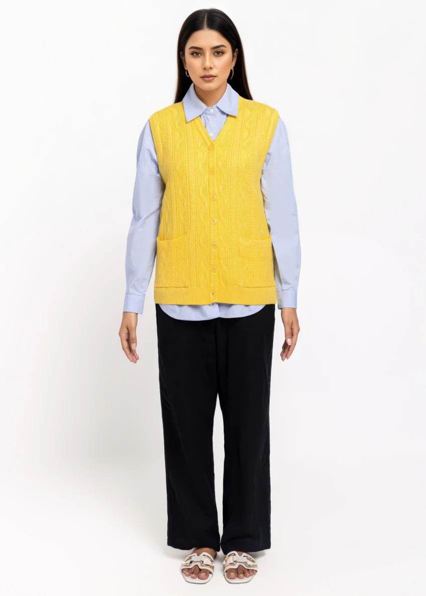 Yellow-V-Cardigan Sando Sweater (25Y-208-67) - Image 4