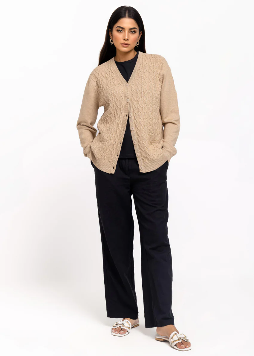 D-Beige-V-Cardigan Full Sleeves Sweater (25Y-209-67) - Image 4