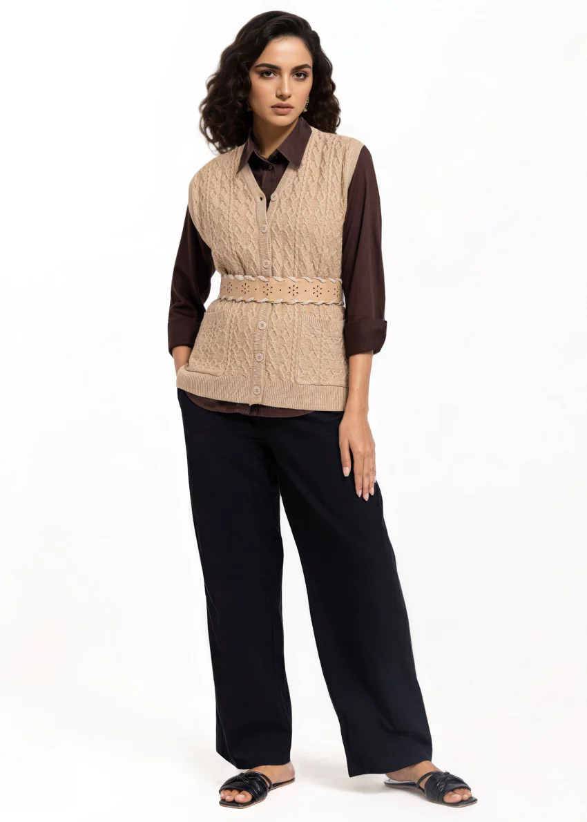 D-Beige-V-Cardigan Sando Sweater (25Y-210-67) - Image 3