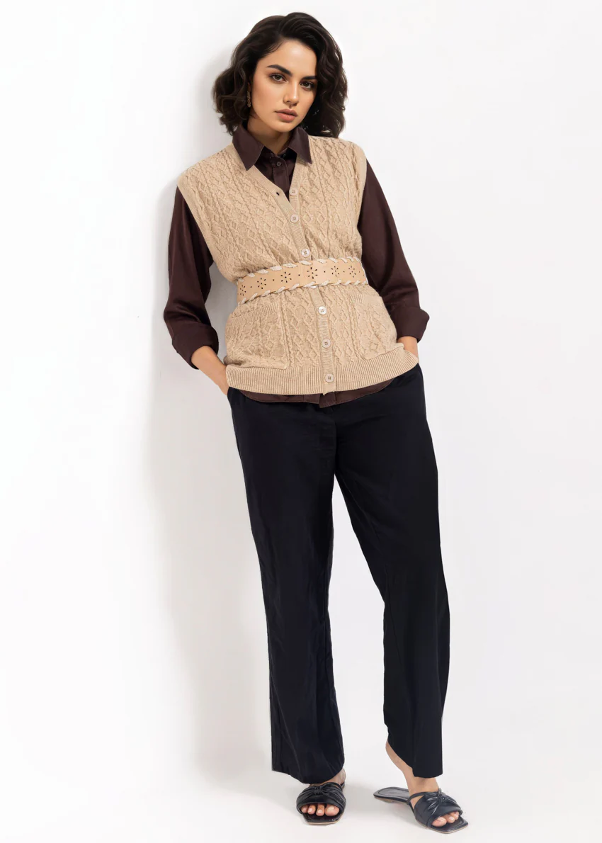 D-Beige-V-Cardigan Sando Sweater (25Y-210-67) - Image 4