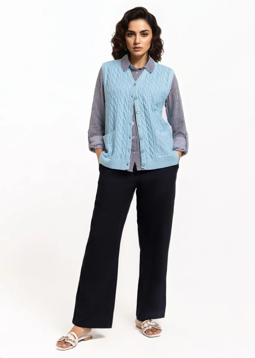 Sky-Blue-V-Cardigan Sando Sweater (25Y-210-67) - Image 4