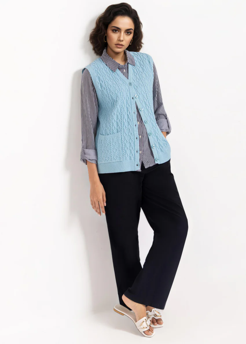 Sky-Blue-V-Cardigan Sando Sweater (25Y-210-67) - Image 5